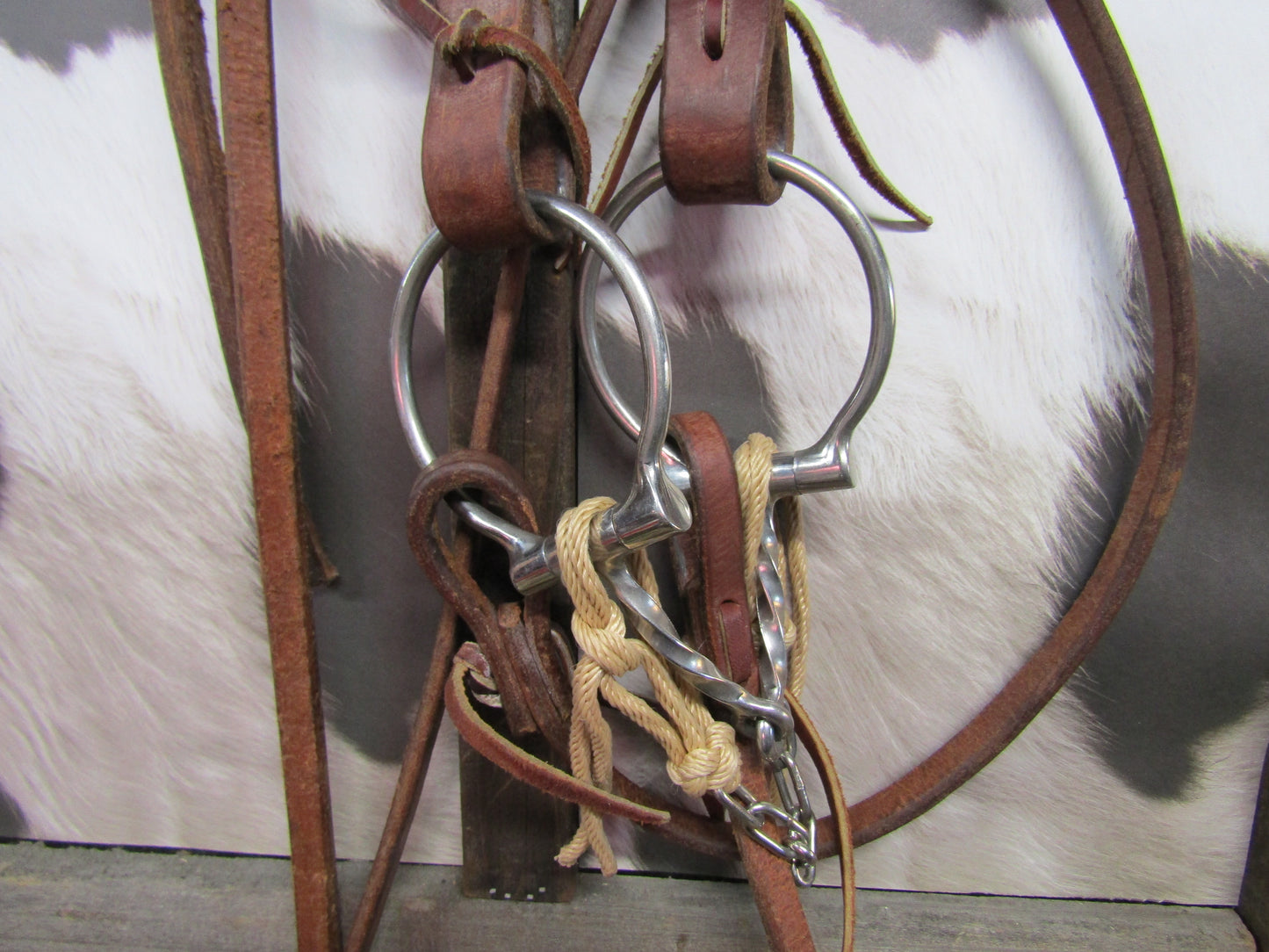 Heavy Harness Western Bridle with Twisted Wire Snaffle & Reins