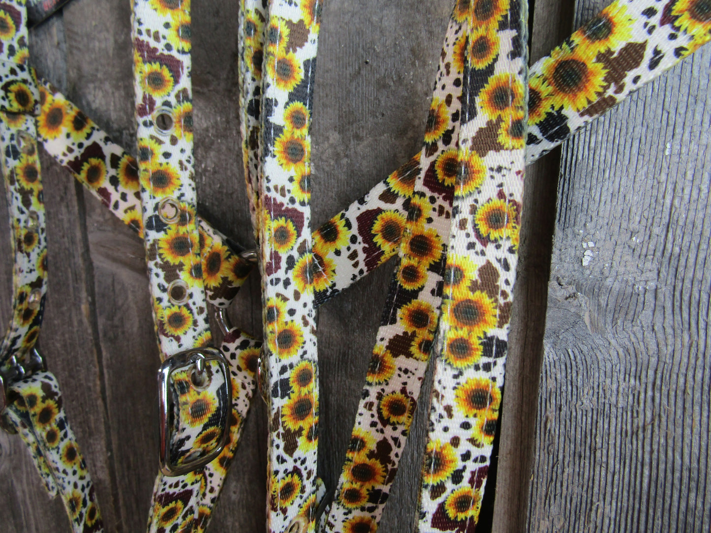Hot Headstalls Sunflower Cowhide Tack Set- New
