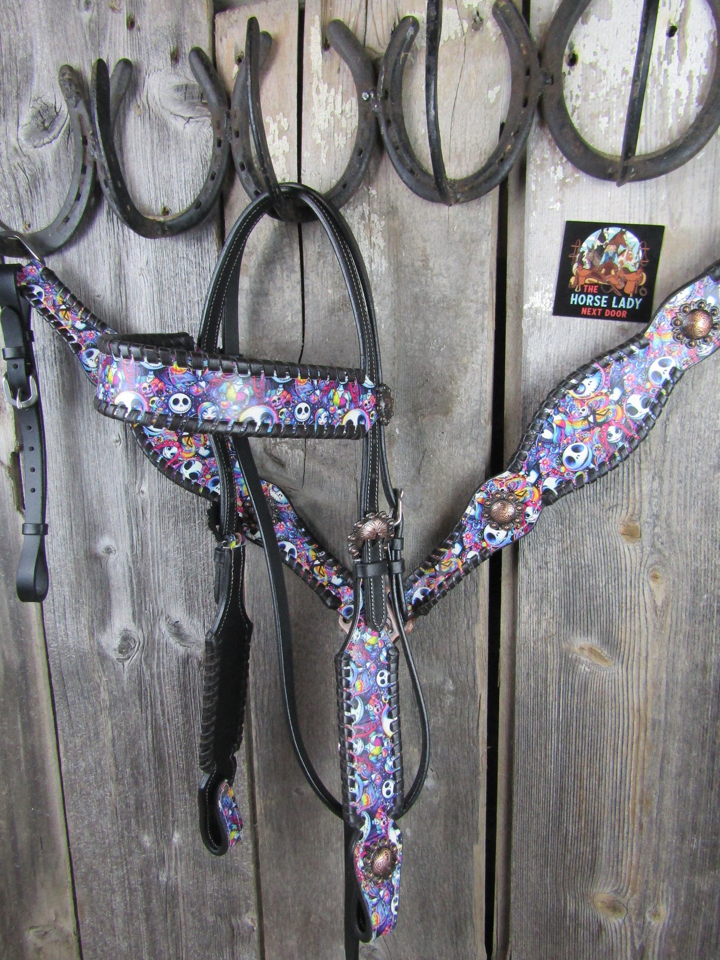 Hot Headstalls Jack & Sally Leather Browband and Breast Collar Tack Set - NEW