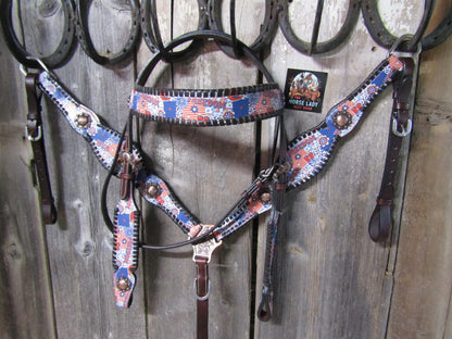 Hot Headstalls American Dream Browband Headstall & Breastcollar Tack Set- NEW