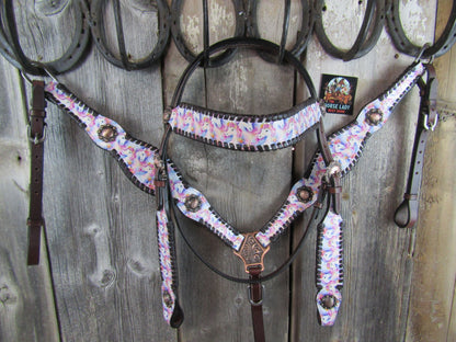 Hot Headstalls Unicorn Browband Headstall & Breastcollar Tack Set - NEW!