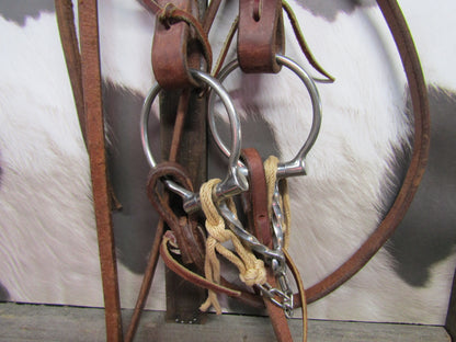 Heavy Harness Western Bridle with Twisted Wire Snaffle & Reins