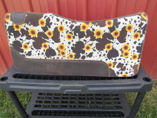 Hot Headstalls Cowhide Sunflower Saddle Pad 30x30x3/4"