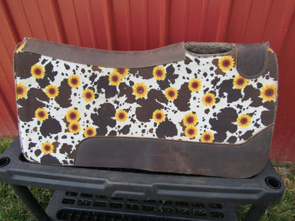 Hot Headstalls Cowhide Sunflower Saddle Pad 30x30x3/4"