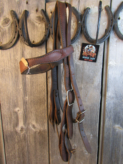 Heavy Harness Leather Headstall- Horse size
