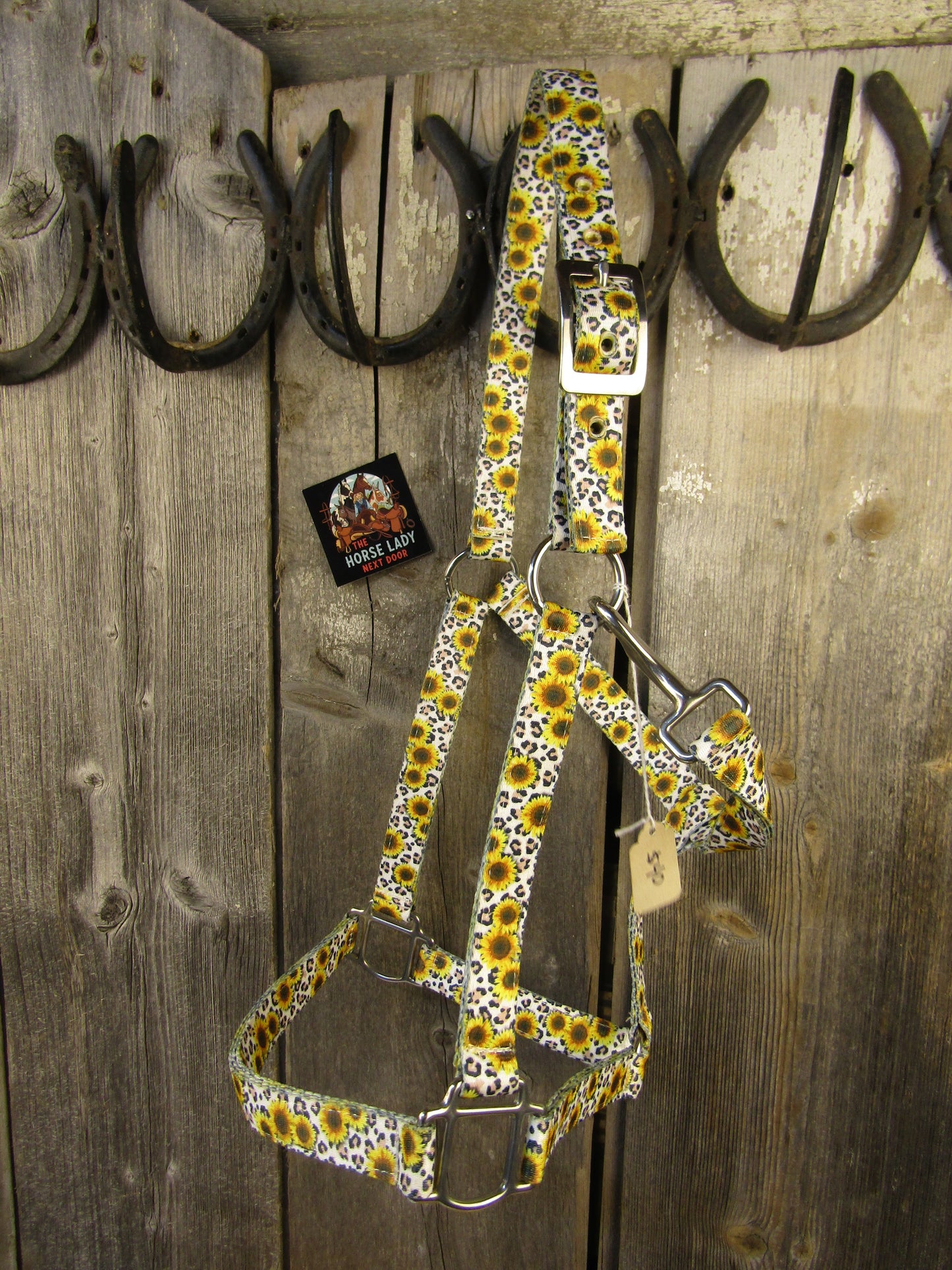 Hot Headstalls White Cheetah Sunflower Halter - New