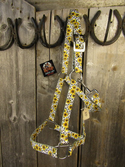 Hot Headstalls White Cheetah Sunflower Halter - New