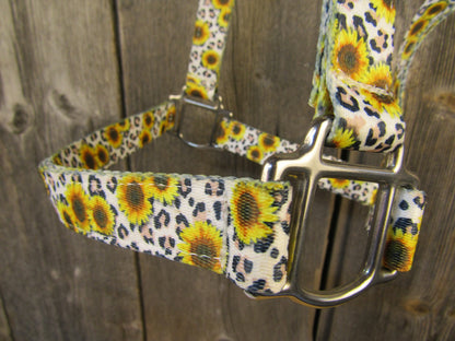 Hot Headstalls White Cheetah Sunflower Halter - New
