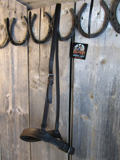 Black & White Leather English Caveson- Used